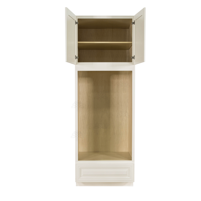 Princeton Off-white Tall Double Oven Cabinet 2 Upper Doors and 1 Lower Drawer