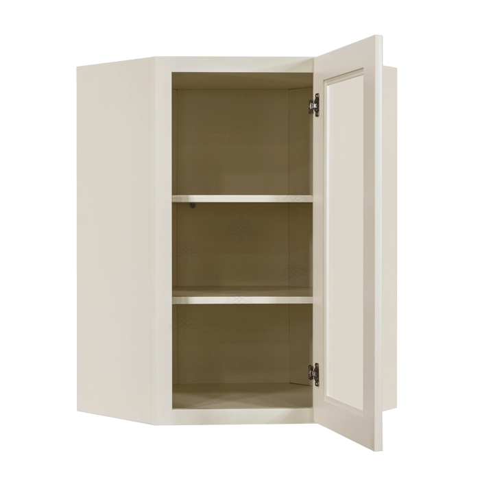 Princeton Off-white Wall Diagonal Mullion Door Cabinet 1 Door 2 Adjustable Shelves Glass not Included