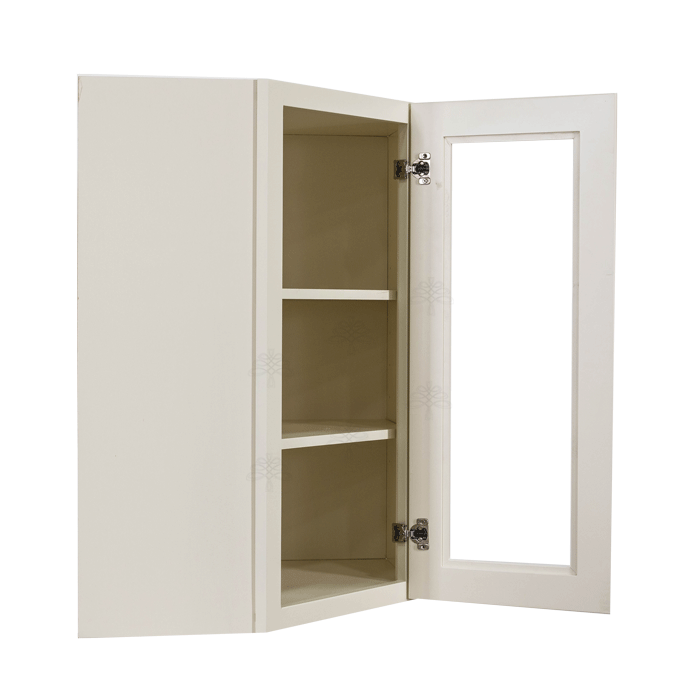 Princeton Off-white Wall Diagonal Mullion Door Cabinet 1 Door 2 Adjustable Shelves Glass not Included