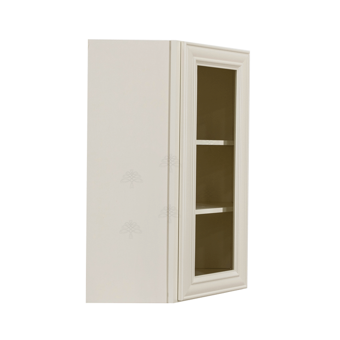 Princeton Off-white Wall Diagonal Mullion Door Cabinet 1 Door 2 Adjustable Shelves Glass not Included