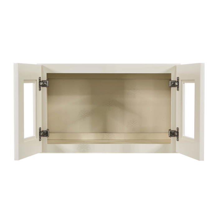 Princeton Off-white Wall Mullion Door Cabinet 2 Doors No Shelves Glass not inclued