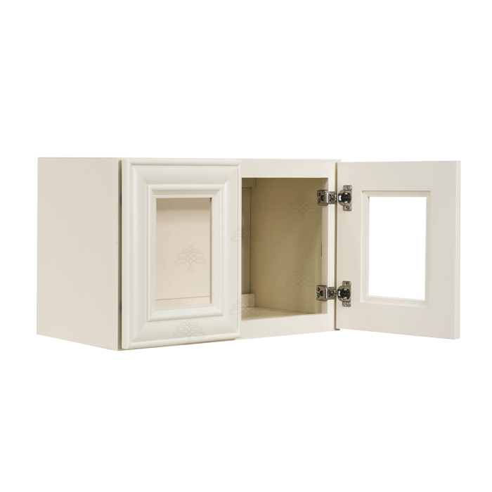 Princeton Off-white Wall Mullion Door Cabinet 2 Doors No Shelves Glass not inclued