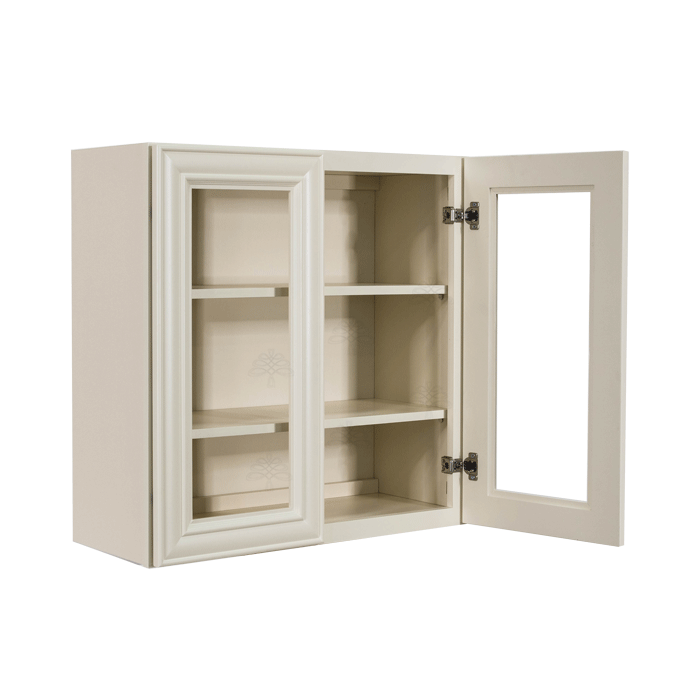 Princeton Off-white Wall Mullion Door Cabinet 2 Door 2 Adjustable Shelves Glass not Included