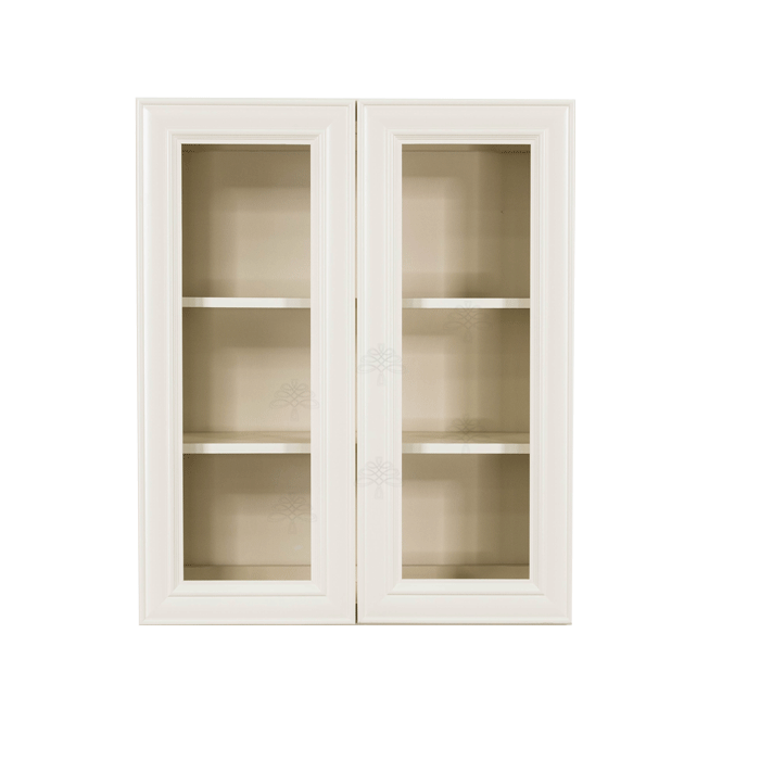 Princeton Off-white Wall Mullion Door Cabinet 2 Doors 2 Adjustable Shelves Glass not Included