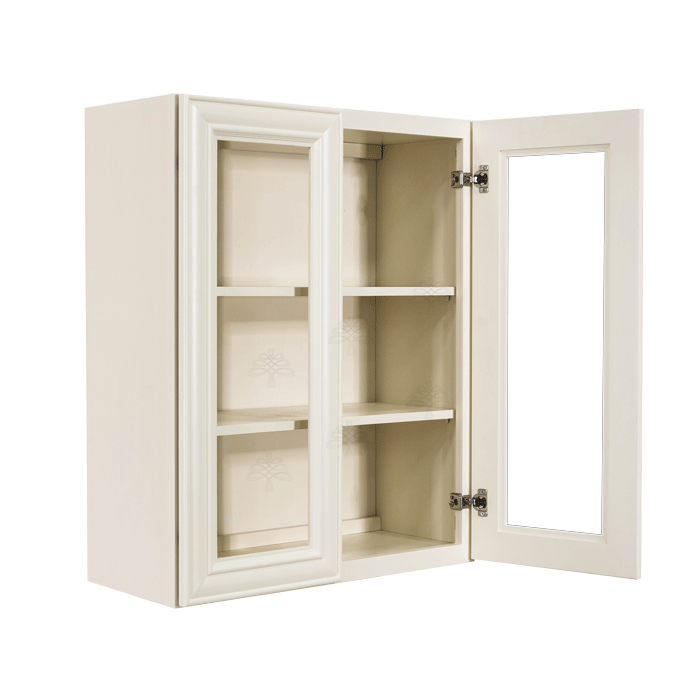 Princeton Off-white Wall Mullion Door Cabinet 2 Doors 2 Adjustable Shelves Glass not Included