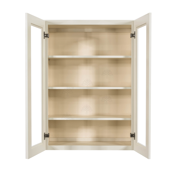 Princeton Off-white Wall Mullion Door Cabinet 2 Doors 3 Adjustable Shelves Glass not Included
