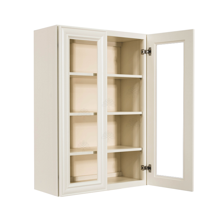 Princeton Off-white Wall Mullion Door Cabinet 2 Doors 3 Adjustable Shelves Glass not Included