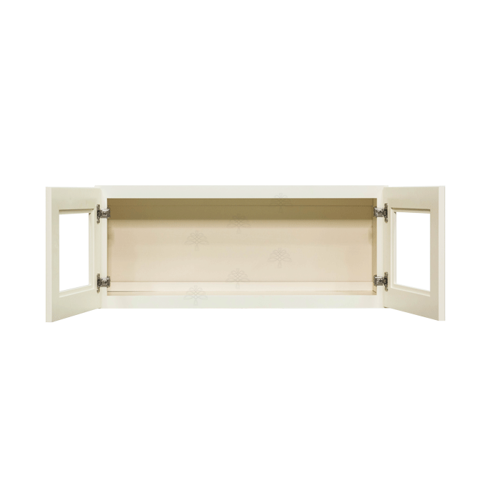 Princeton Off-White Wall Mullion Door Cabinet 2 Doors No Shelf Glass Not Included