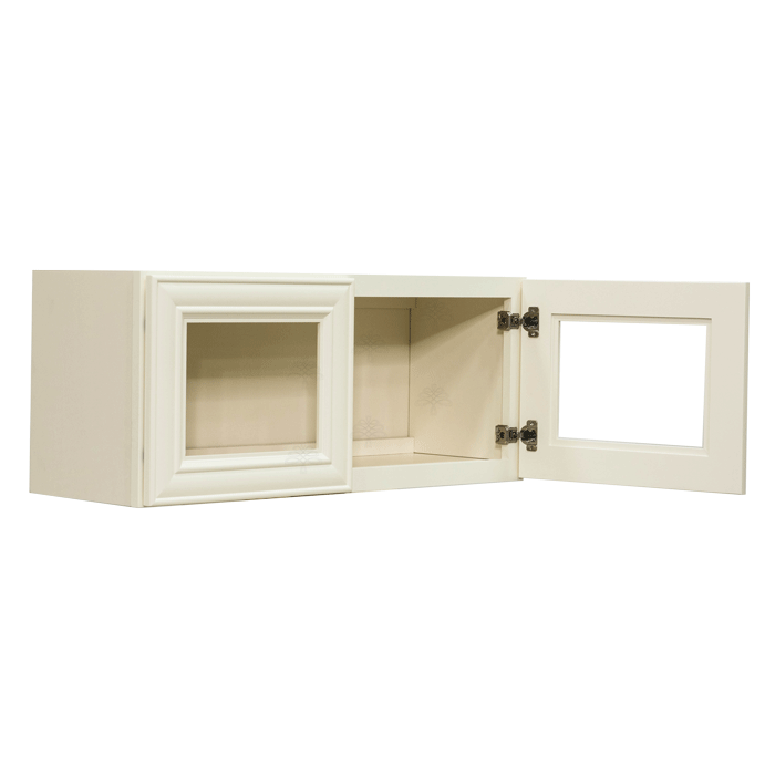 Princeton Off-White Wall Mullion Door Cabinet 2 Doors No Shelf Glass Not Included