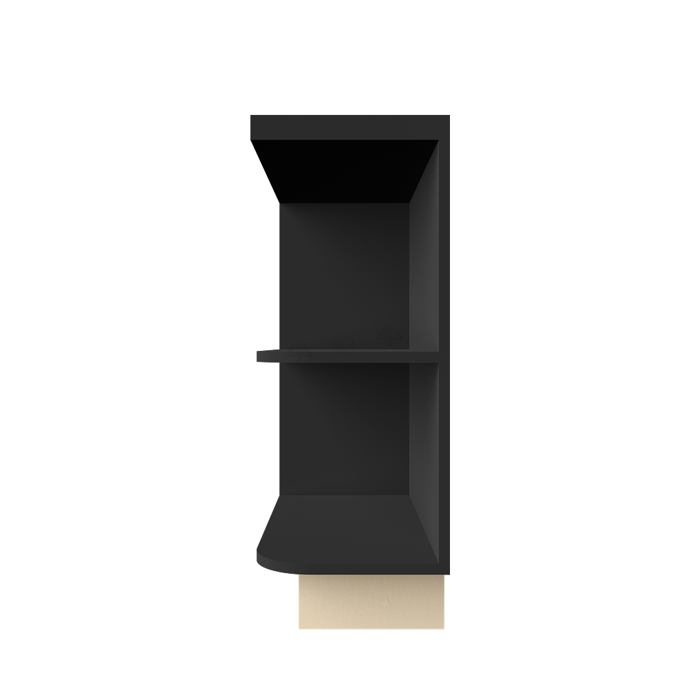 Urban Slim Black Painted Finish Base Open End Shelf Left