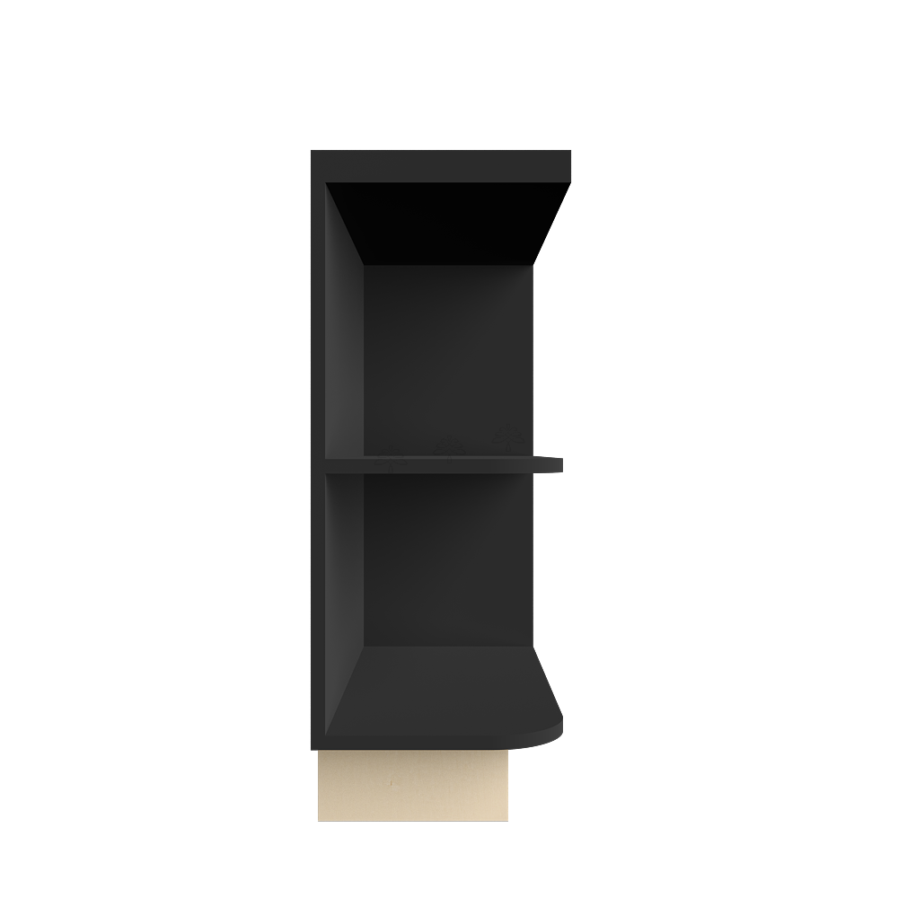 Urban Slim Black Painted Finish Base Open End Shelf Right