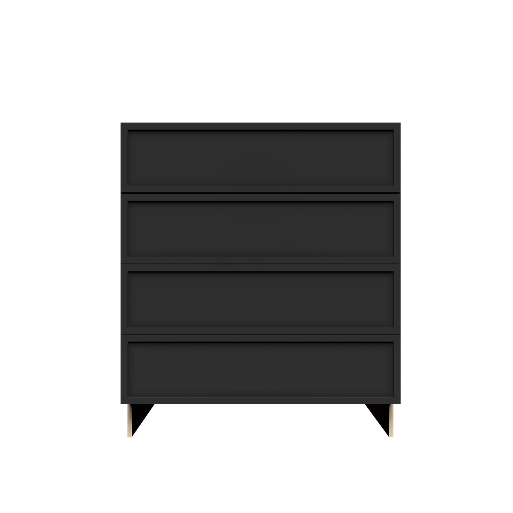 Urban Slim Black Painted Finish Drawer Base Cabinet with 4 Drawers