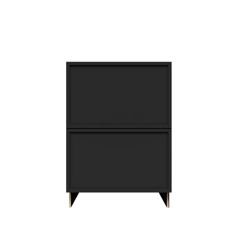 Urban Slim Black Painted Finish Drawer Base Cabinet with 2 Drawers
