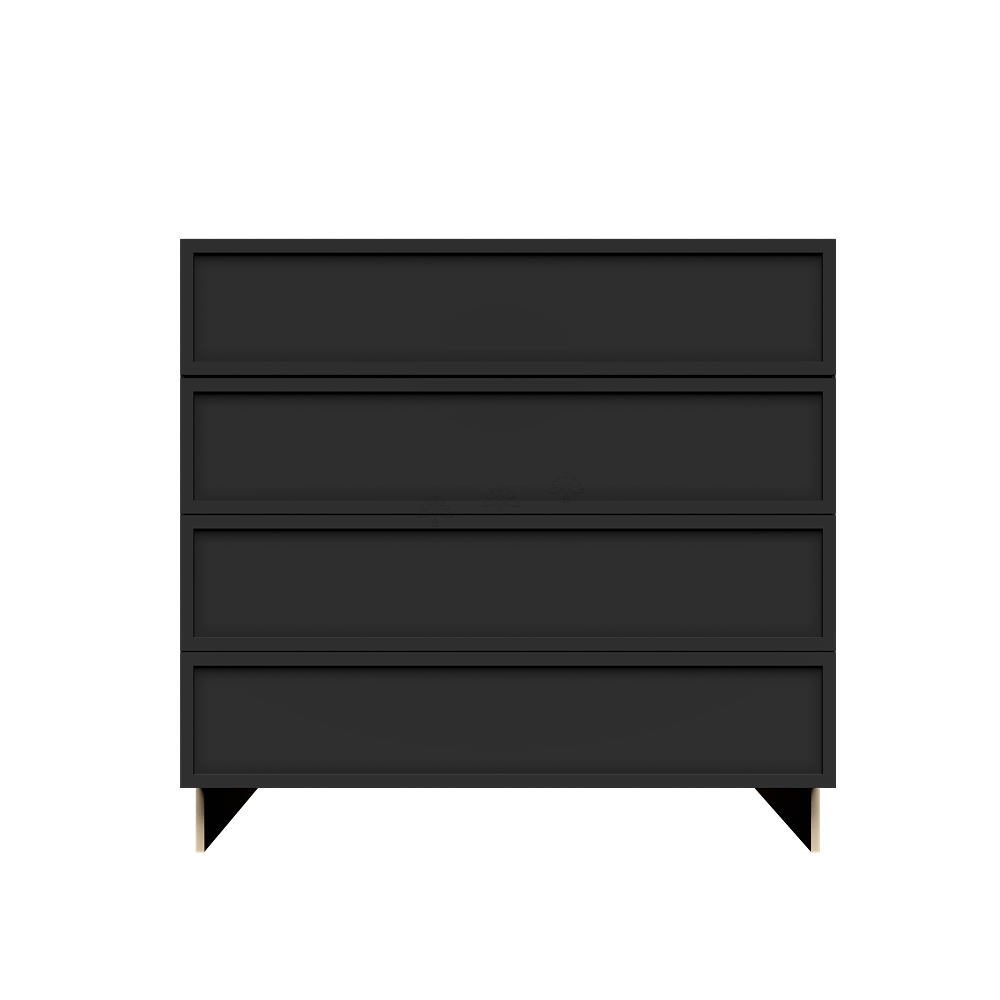 Urban Slim Black Painted Finish Drawer Base Cabinet with 4 Drawers