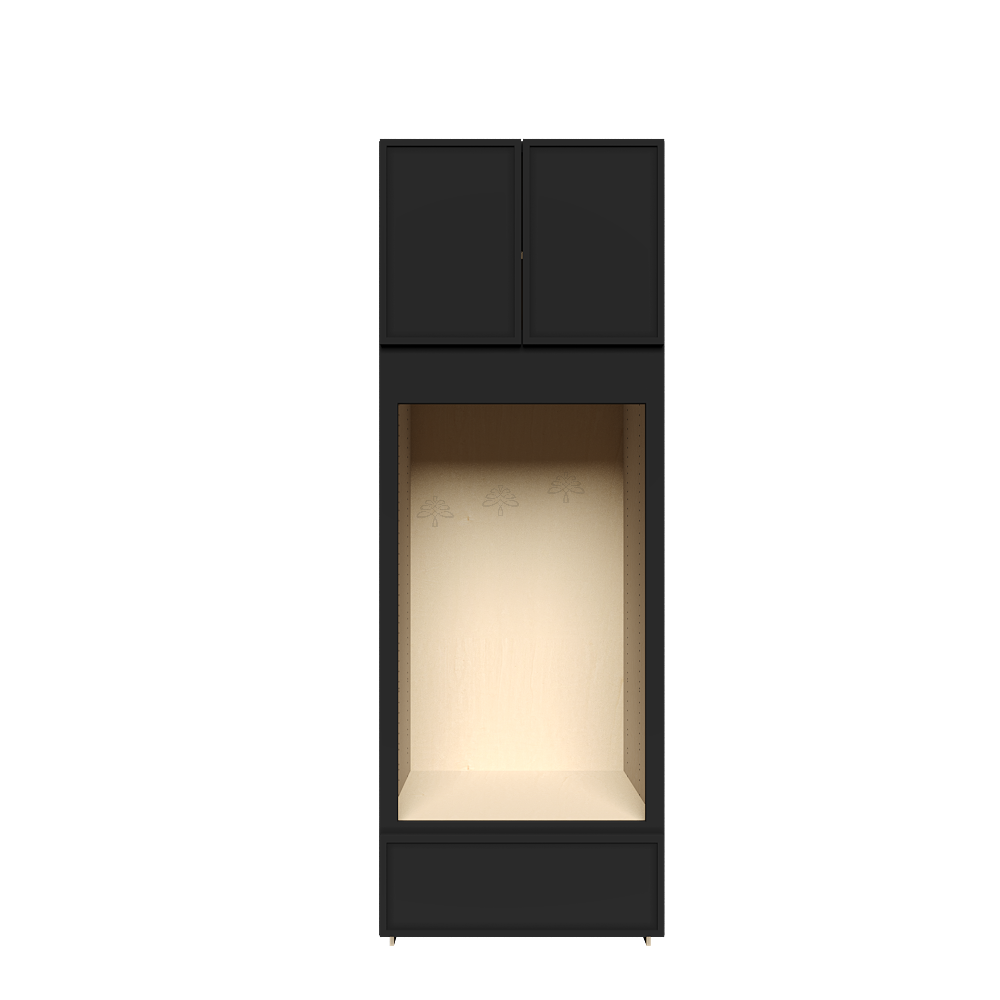 Urban Slim Black Painted Finish Double Oven Cabinet with 1 Bottom Drawer and 2 Upper Doors