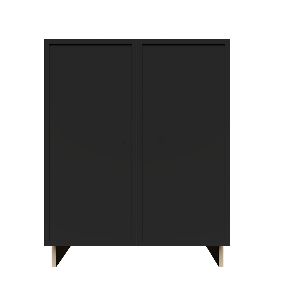 Urban Slim Black Painted Finish Full Height Base Cabinet with 2 Doors and 1 Shelf