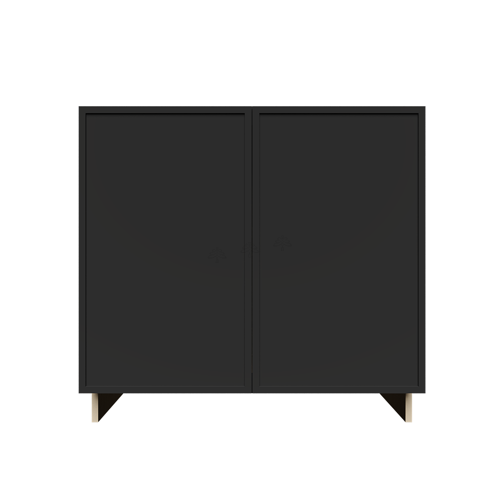 Urban Slim Black Painted Finish Full Height Base Cabinet with 2 Doors and 1 Shelf