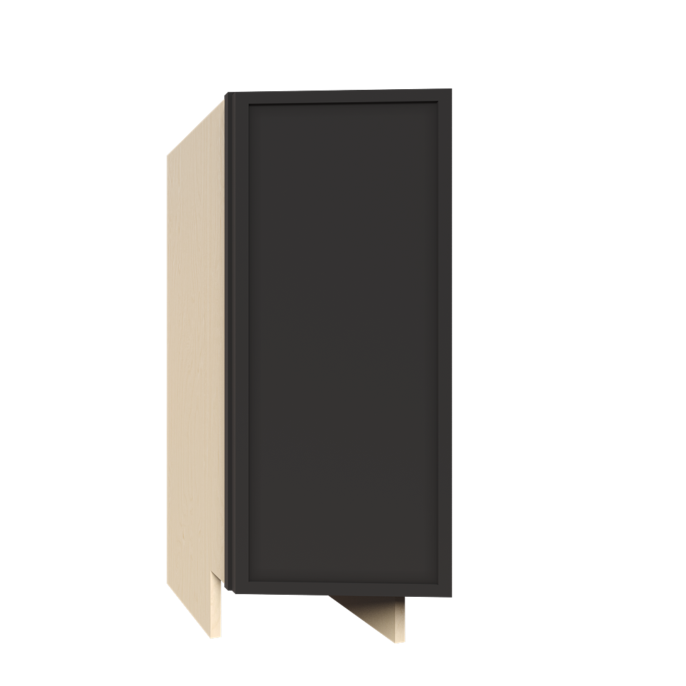 Urban Slim Black Painted Finish Full Height Base End Angle Cabinet Left with 1 Shelf