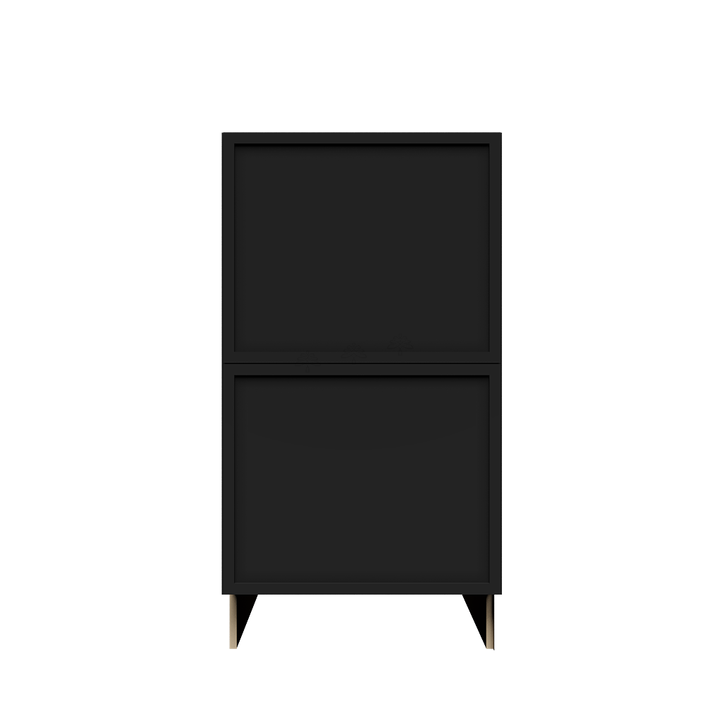 Urban Slim Black Painted Finish Tall Vanity Drawer Base Cabinet with 2 Drawers