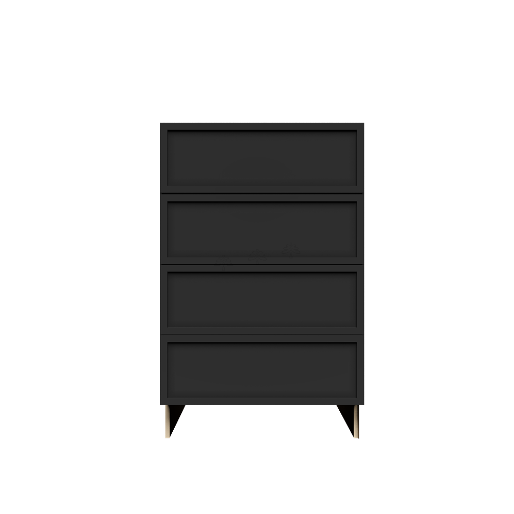 Urban Slim Black Painted Finish Tall Vanity Drawer Base Cabinet with 4 Drawers