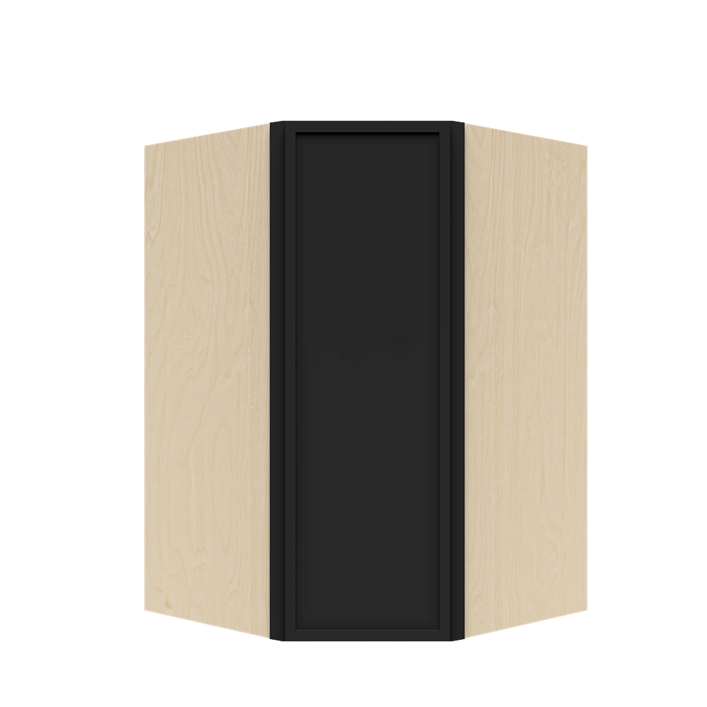 Urban Slim Black Painted Finish Wall Diagonal Corner Cabinet  with 2 doors