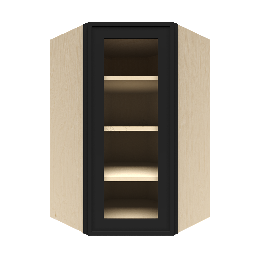 Urban Slim Black Painted Finish Wall Diagonal Mullion Door Cabinet  with 2 doors