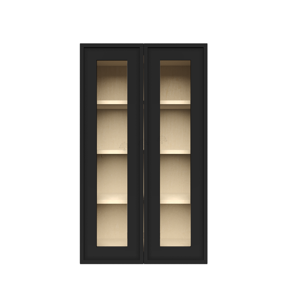 Urban Slim Black Painted Finish Wall Mullion Door Cabinet  with 2 doors