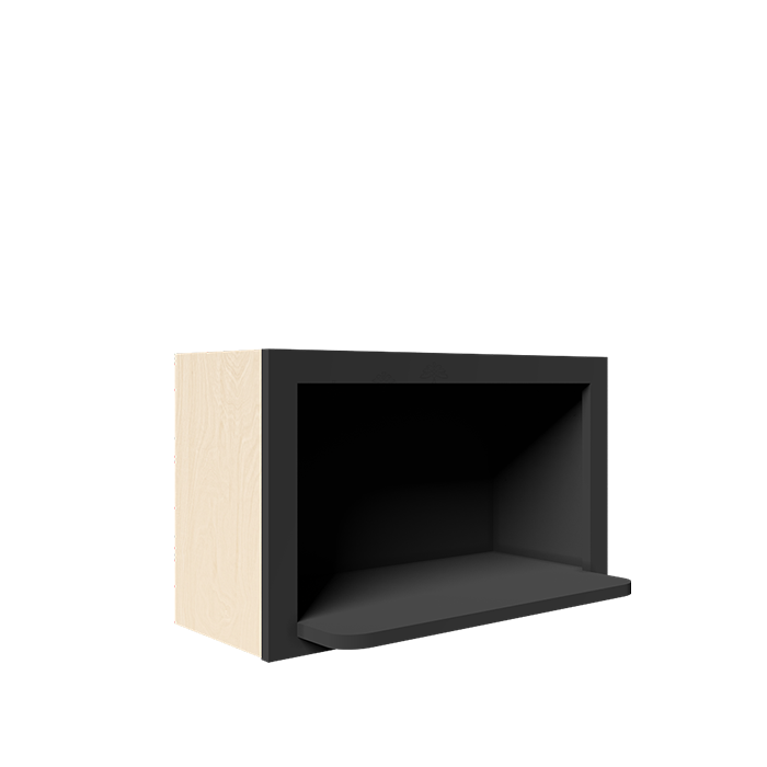 Urban Slim Black Painted Finish Wall Microwave Shelf Cabinet with 2 doors