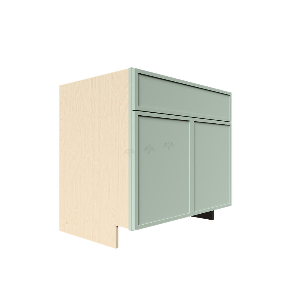 Urban Slim Minty Green Shaker Painted Finish Base Cabinet with 1 Drawer 2 Doors and 1 Shelf