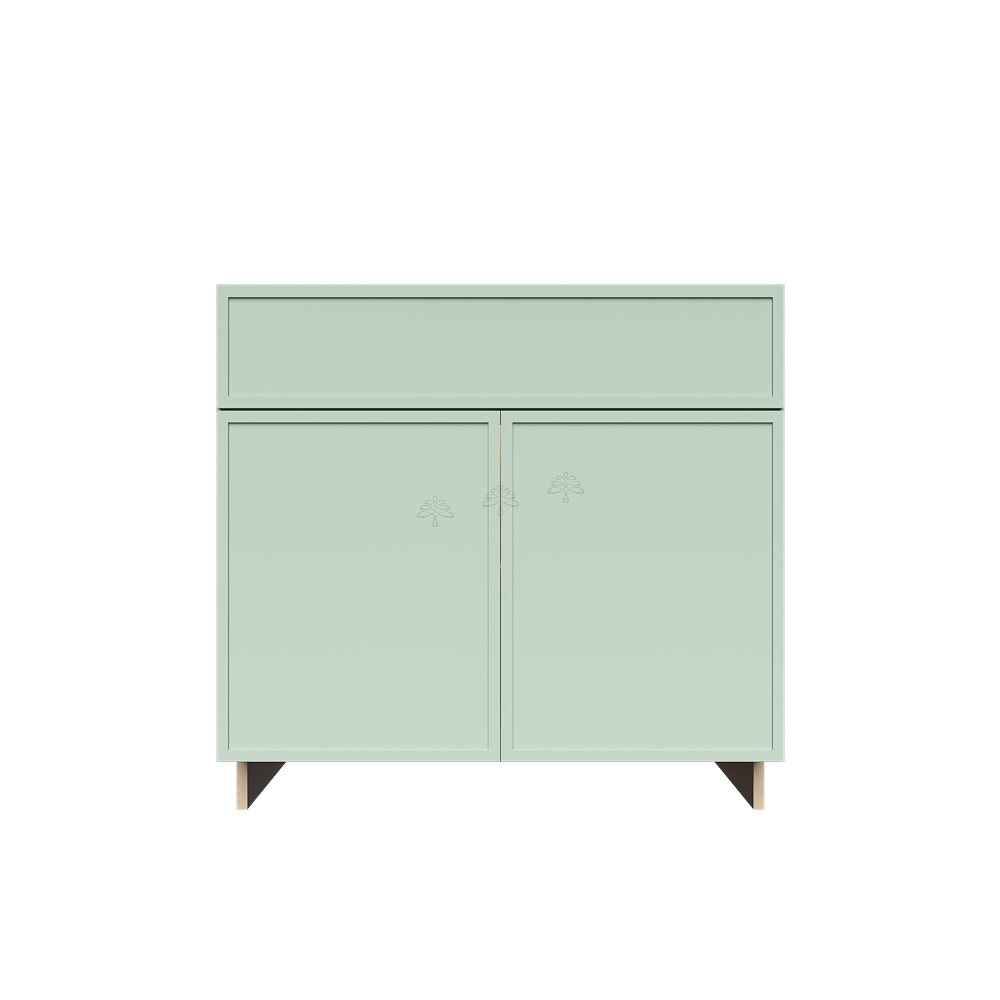 Urban Slim Minty Green Shaker Painted Finish Base Cabinet with 1 Drawer 2 Doors and 1 Shelf