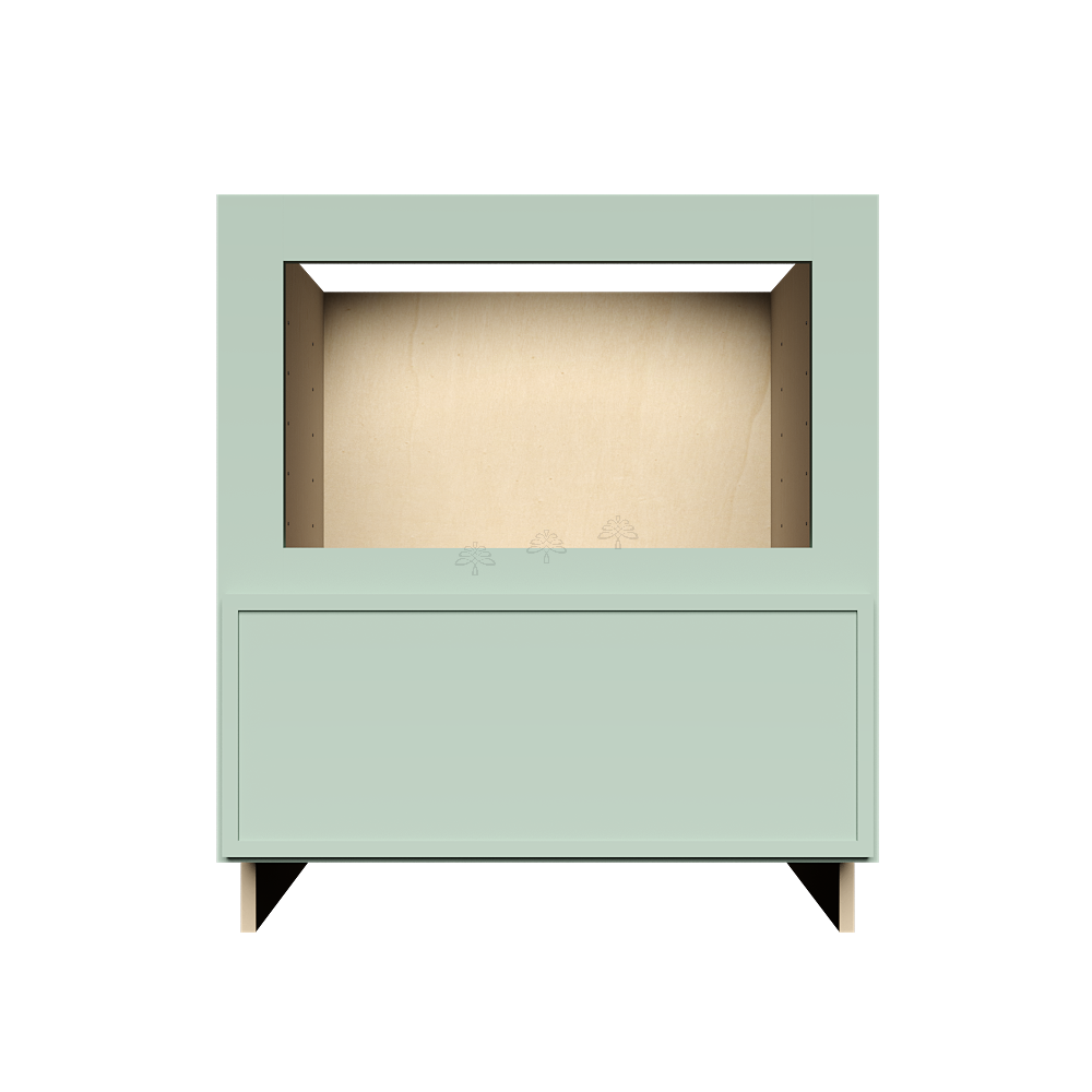 Urban Slim Minty Green Shaker Painted Finish Base Microwave Drawer Cabinet with 1 Drawer