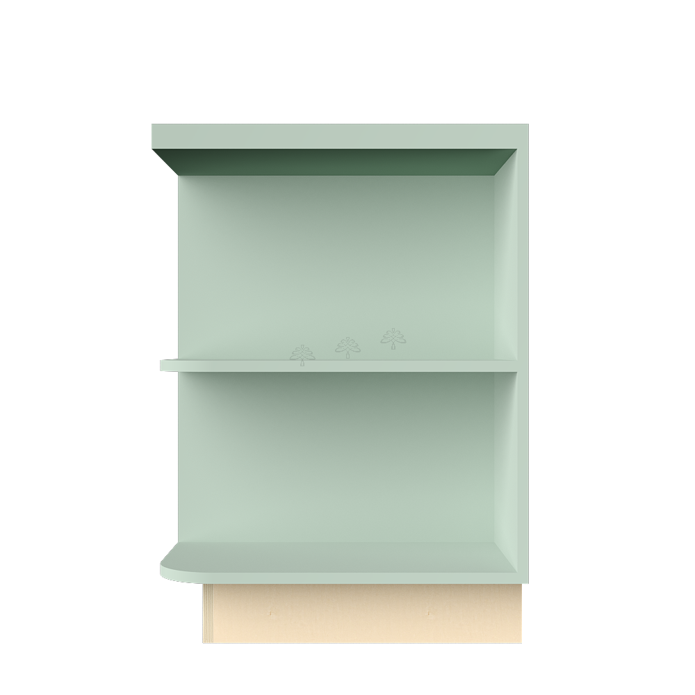 Urban Slim Minty Green Shaker Painted Finish Base Open End Shelf Right