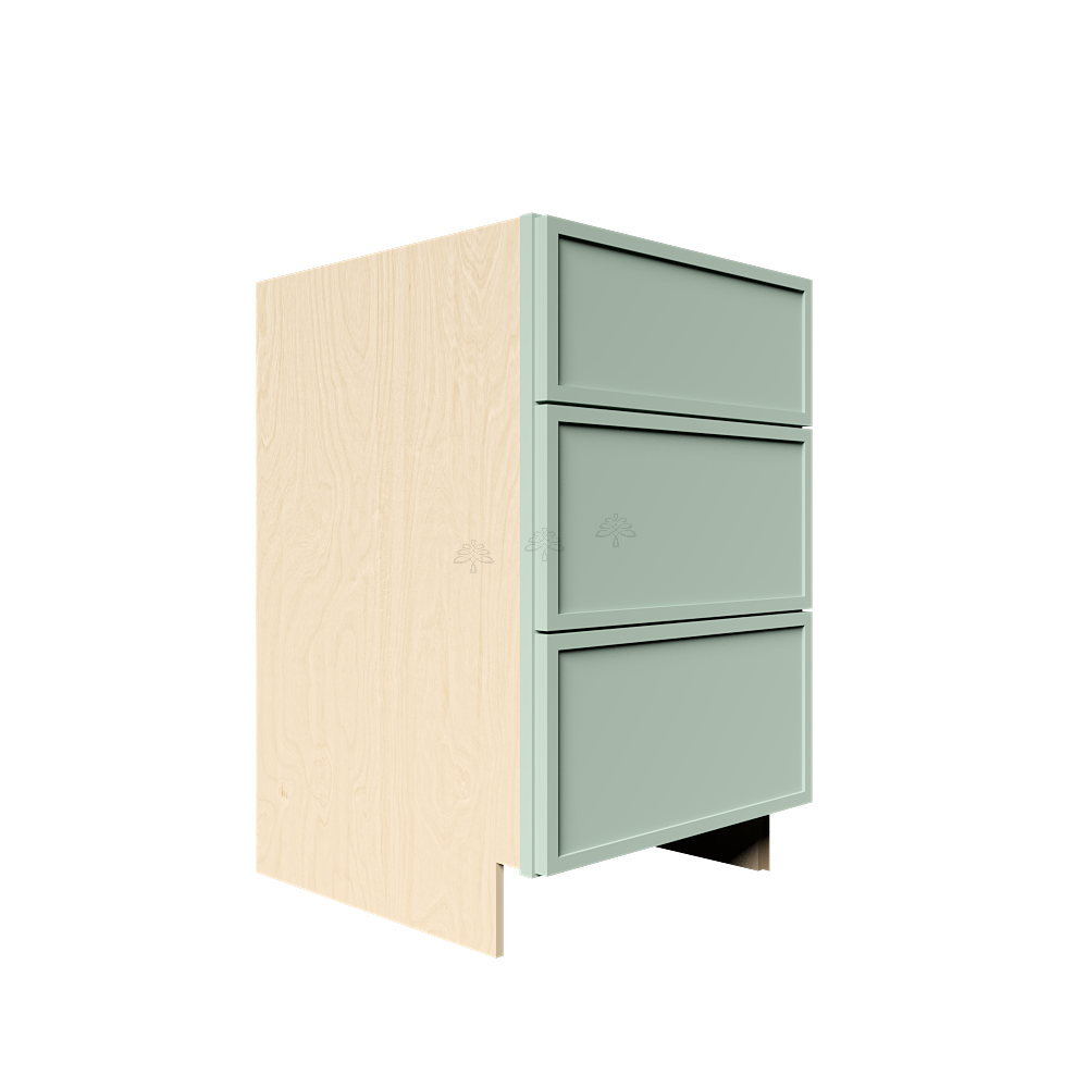 Urban Slim Minty Green Shaker Painted Finish Drawer Base Cabinet with 3 Drawers