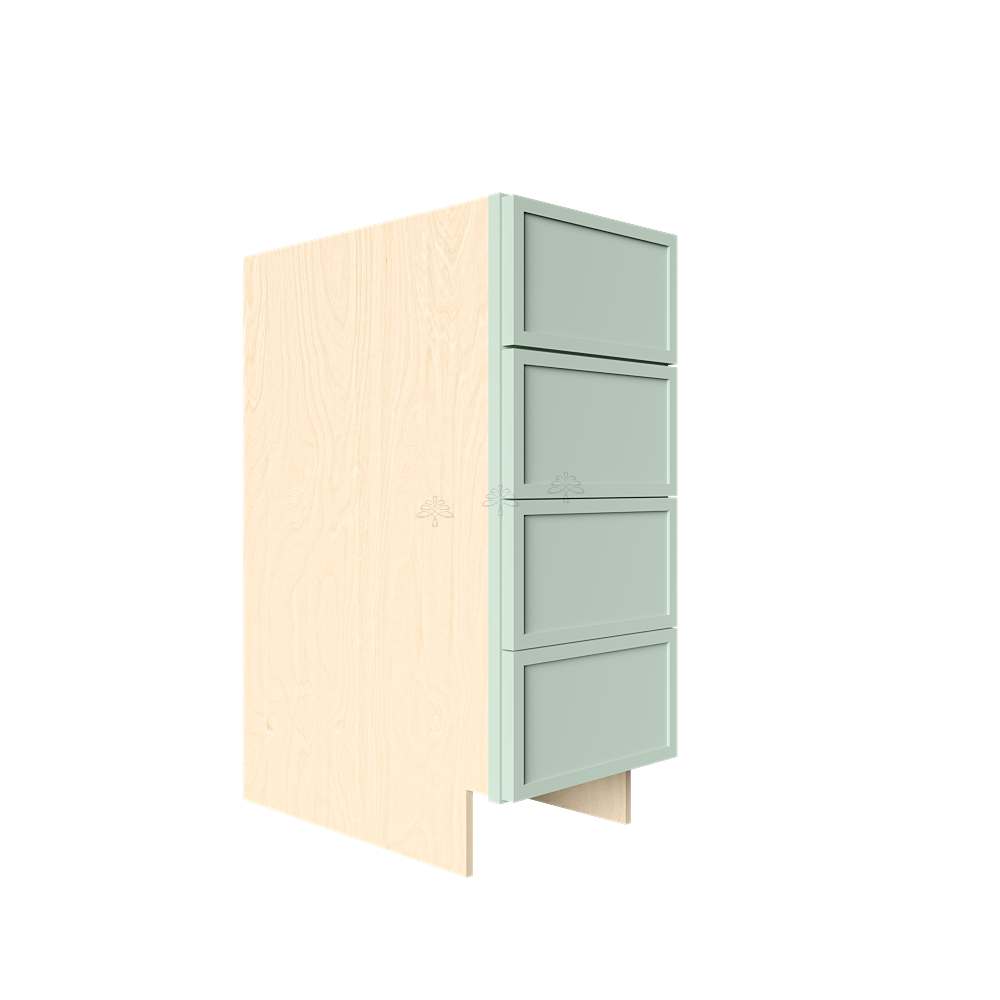 Urban Slim Minty Green Shaker Painted Finish Drawer Base Cabinet with 4 Drawers