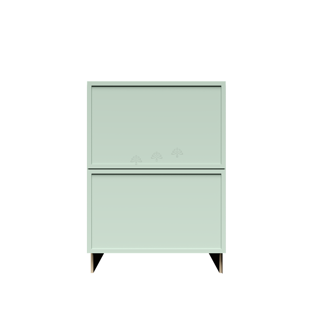 Urban Slim Minty Green Shaker Painted Finish Drawer Base Cabinet with 2 Drawers