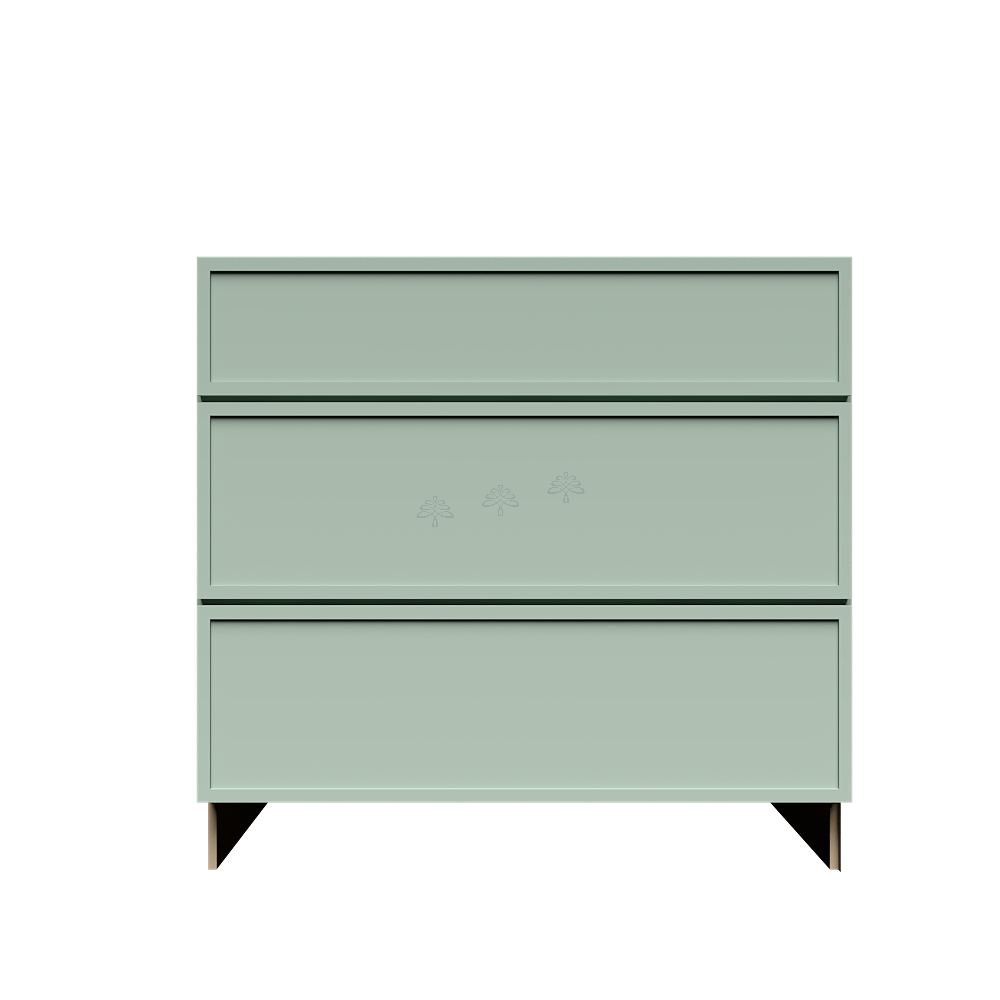 Urban Slim Minty Green Shaker Painted Finish Drawer Base Cabinet with 3 Drawers
