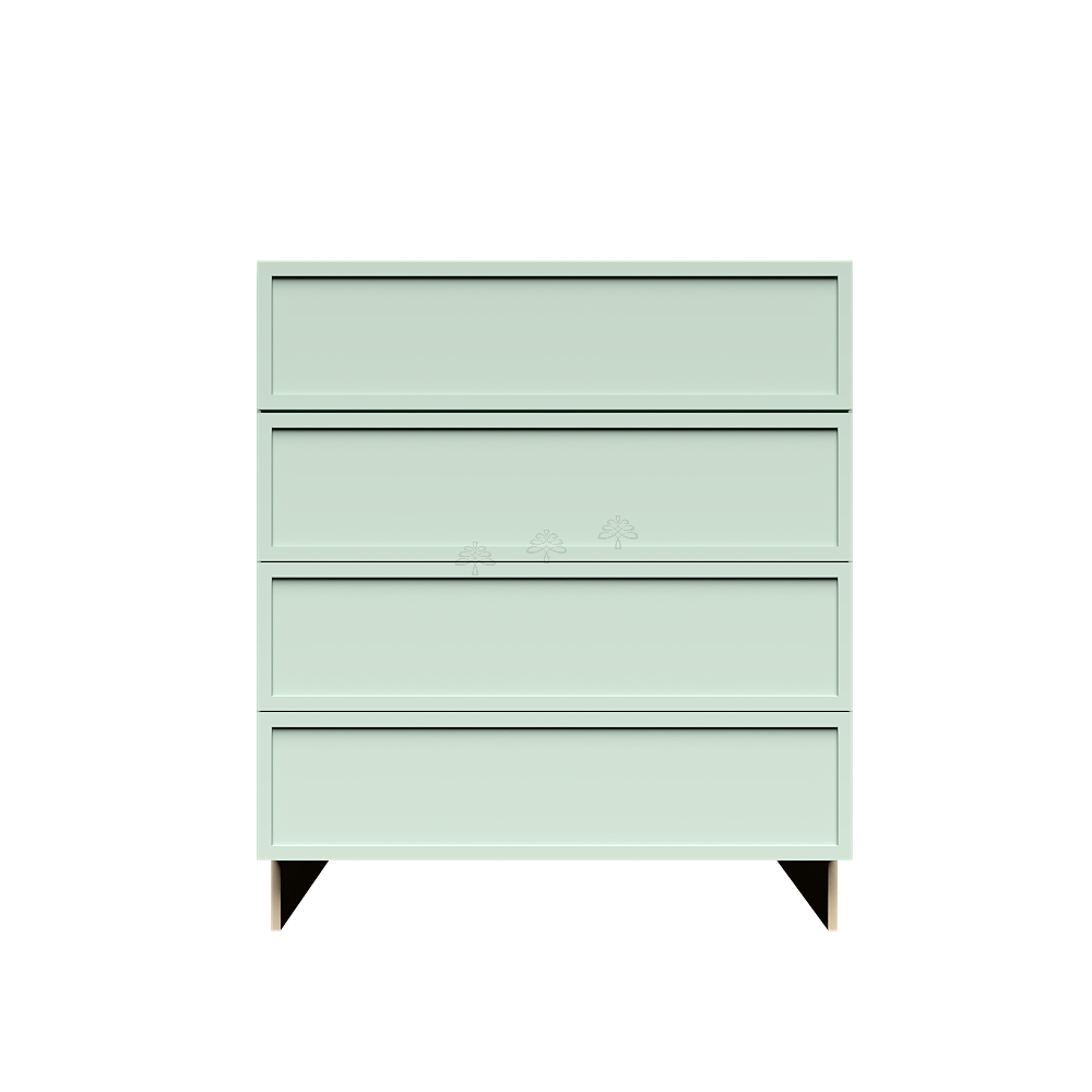 Urban Slim Minty Green Shaker Painted Finish Drawer Base Cabinet with 4 Drawers