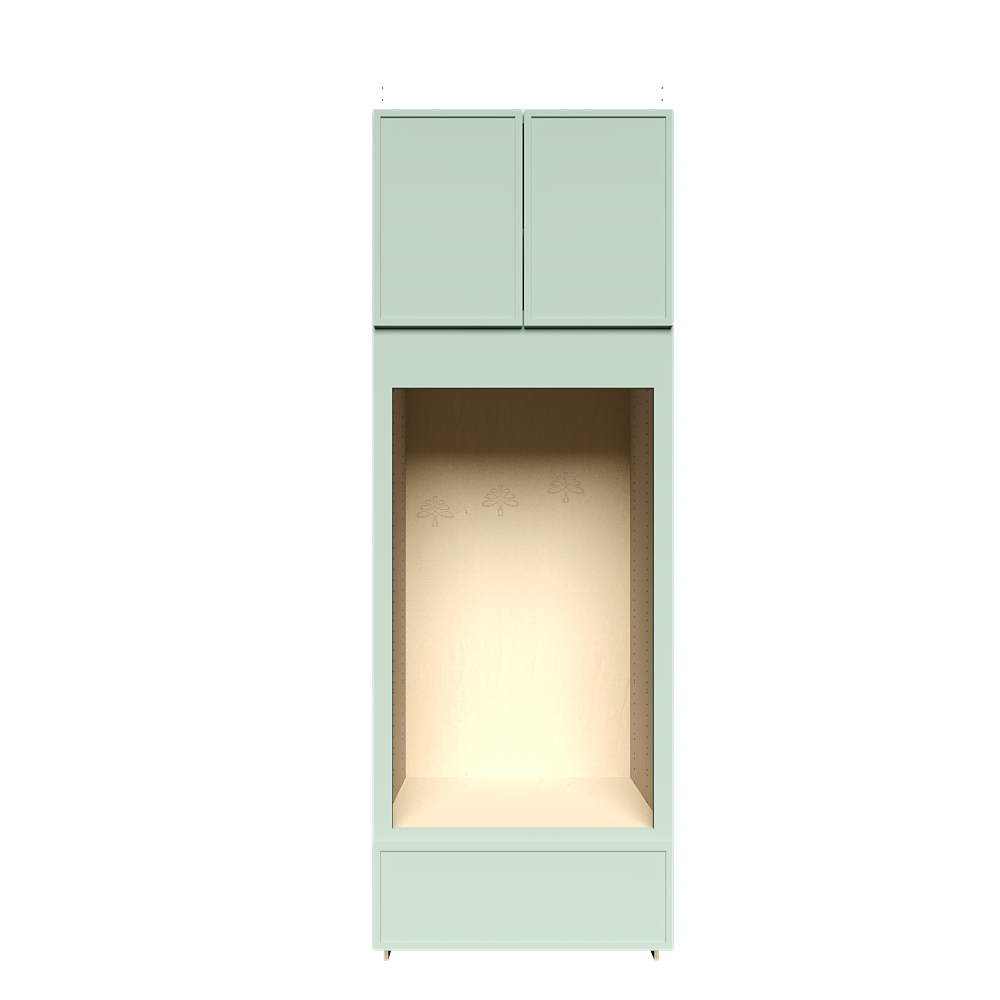 Urban Slim Minty Green Shaker Painted Finish Double Oven Cabinet with 1 Bottom Drawer and 2 Upper Doors