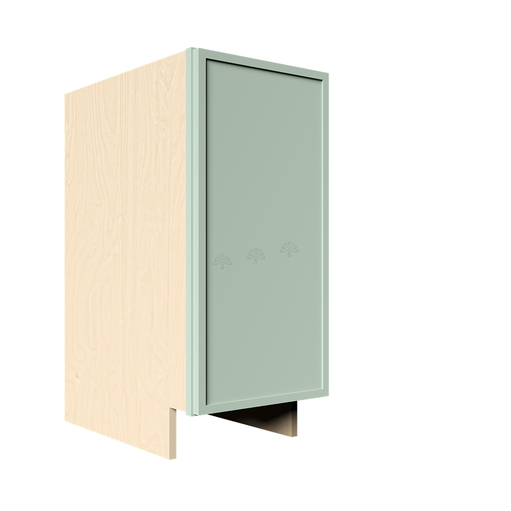 Urban Slim Minty Green Shaker Painted Finish Full Height Base Cabinet with 1 Door and 1 Shelf