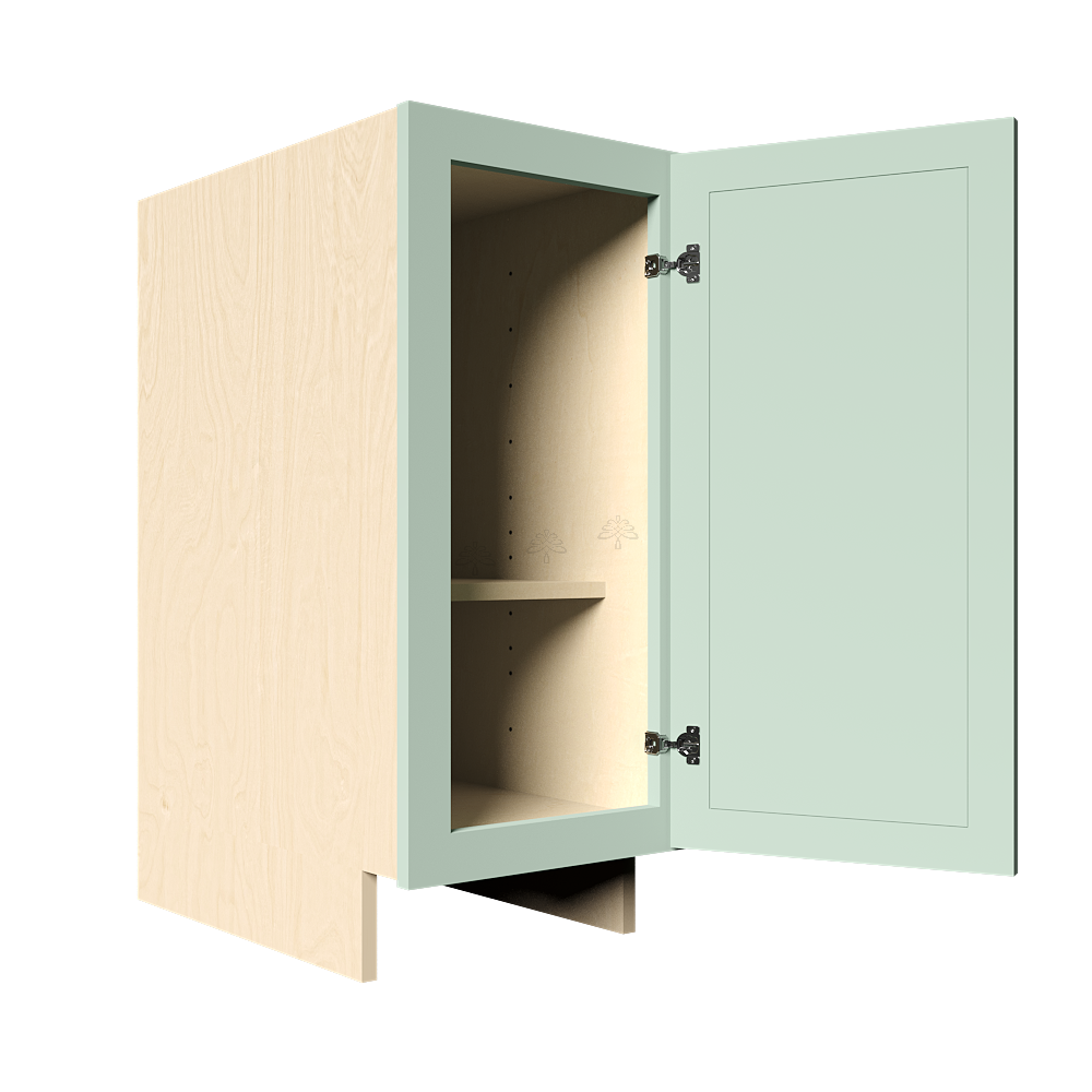 Urban Slim Minty Green Shaker Painted Finish Full Height Base Cabinet with 1 Door and 1 Shelf