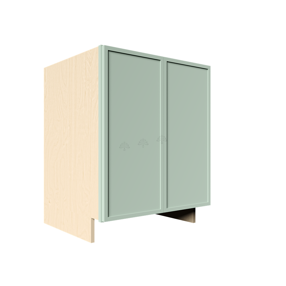 Urban Slim Minty Green Shaker Painted Finish Full Height Base Cabinet with 2 Doors and 1 Shelf