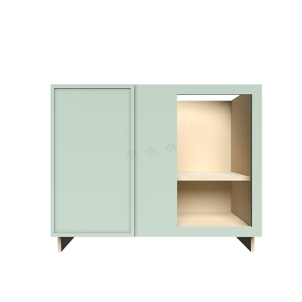 Urban Slim Minty Green Shaker Painted Finish Full Height Blind Base Cabinet with 1 Door and 1 Shelf