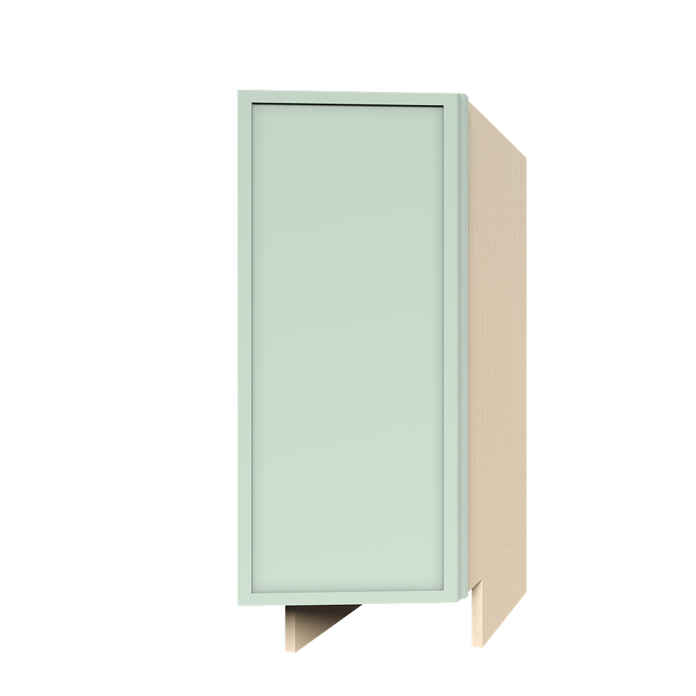Urban Slim Minty Green Shaker Painted Finish Full Height Base End Angle Cabinet Right with 1 Shelf