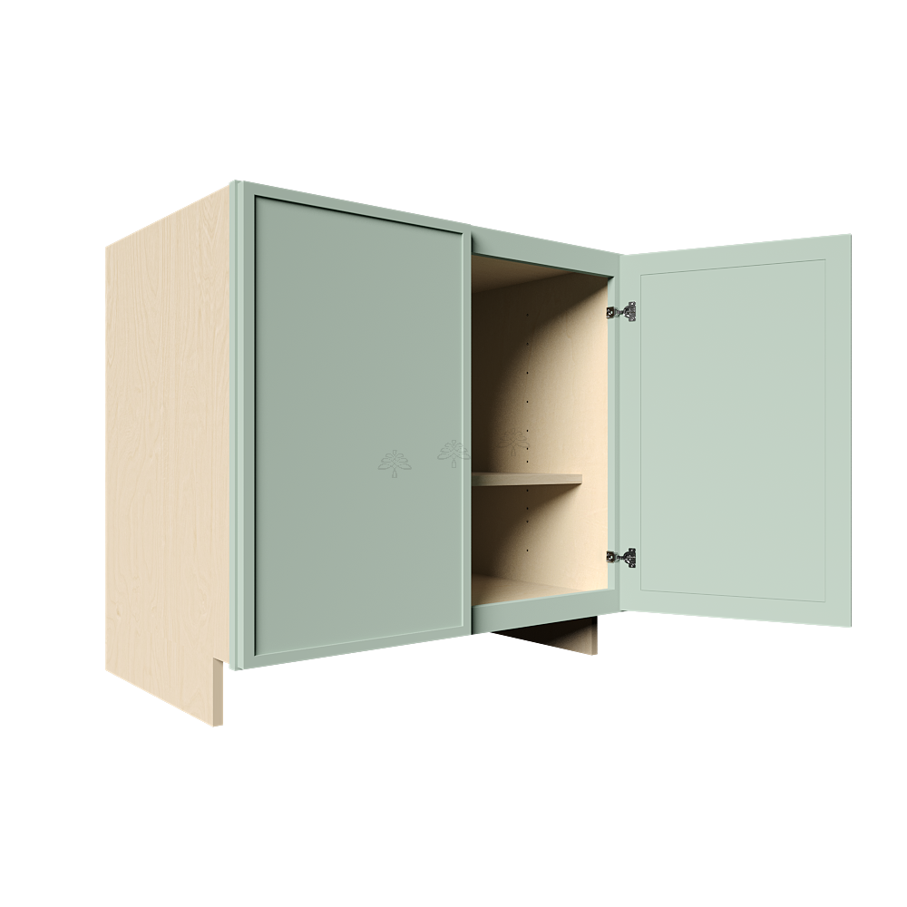 Urban Slim Minty Green Shaker Painted Finish Full Height Tall Vanity Base Cabinet with 2 Doors
