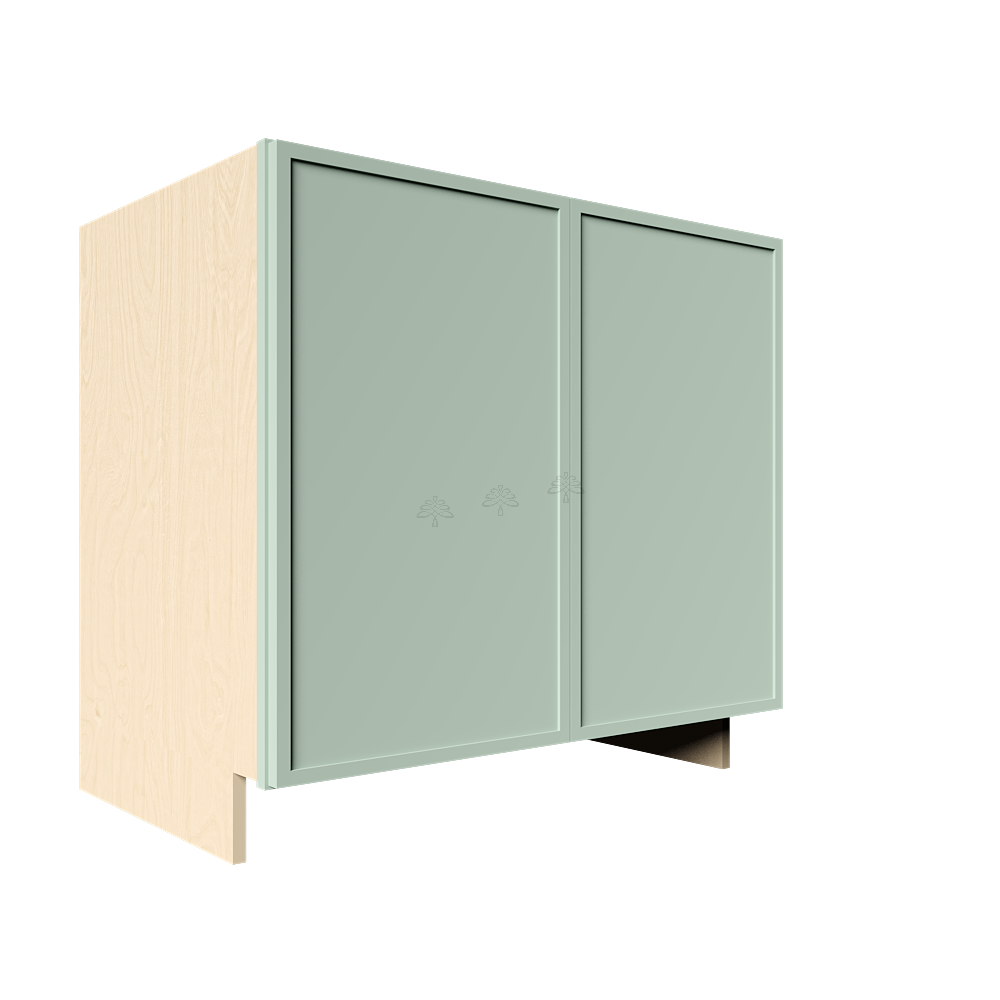 Urban Slim Minty Green Shaker Painted Finish Full Height Tall Vanity Base Cabinet with 2 Doors