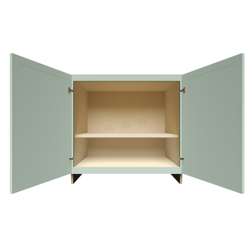 Urban Slim Minty Green Shaker Painted Finish Full Height Tall Vanity Base Cabinet with 2 Doors