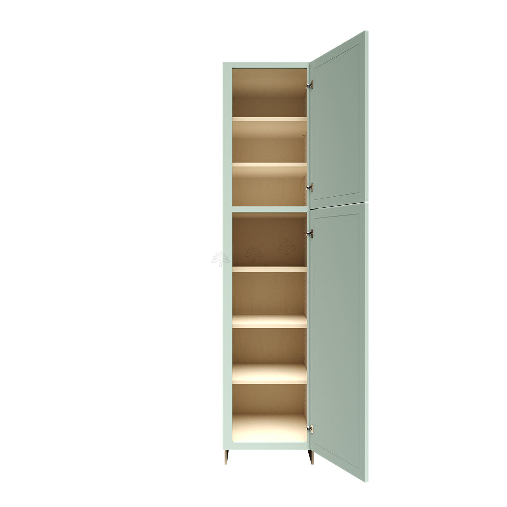 Urban Slim Minty Green Shaker Painted Finish Pantry Cabinet with 2 Doors