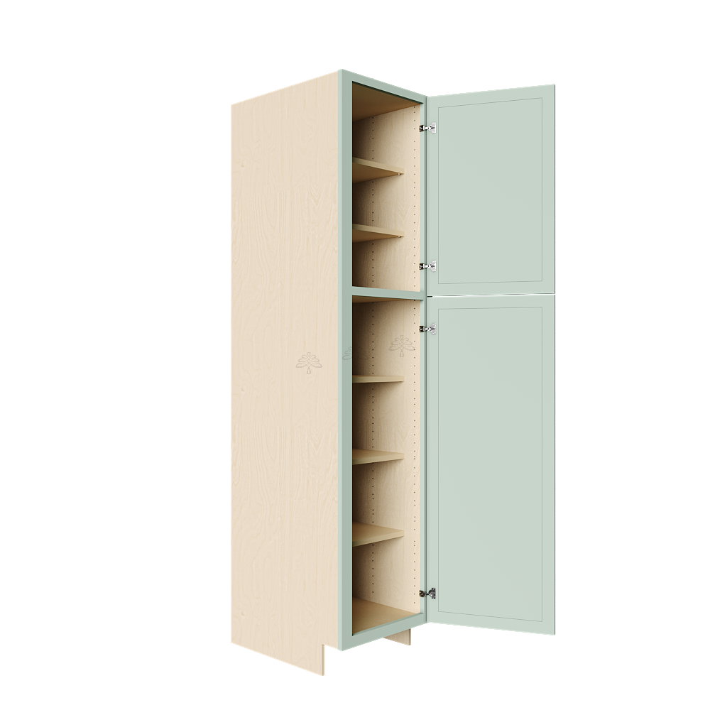 Urban Slim Minty Green Shaker Painted Finish Pantry Cabinet with 2 Doors