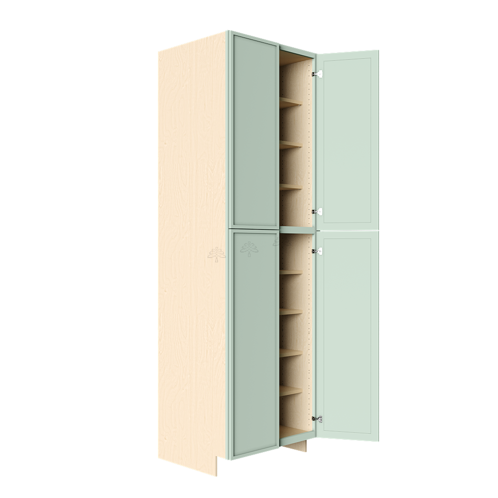Urban Slim Minty Green Shaker Painted Finish Pantry Cabinet with 4 Doors