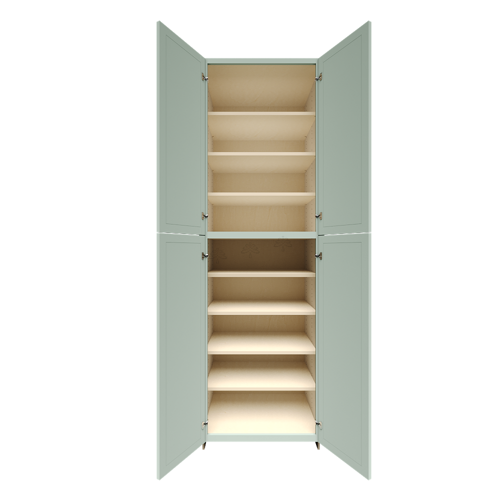 Urban Slim Minty Green Shaker Painted Finish Pantry Cabinet with 4 Doors